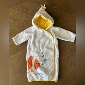 Cozy White and Orange Hooded Baby Bath Robe